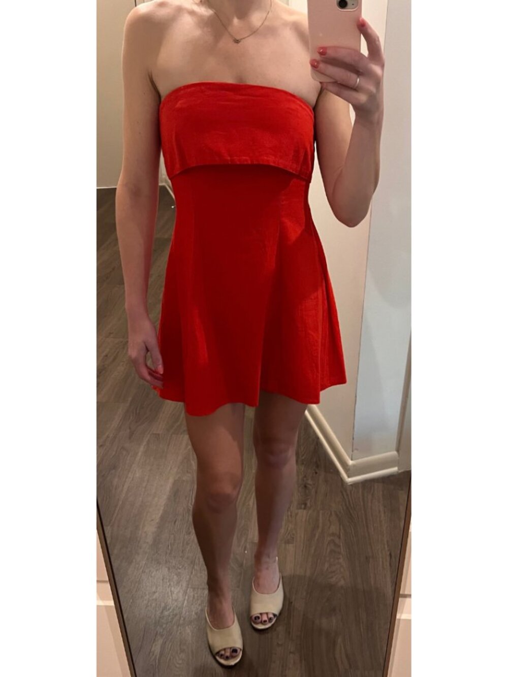 ASOS DESIGN fold over bandeau mini sundress in red